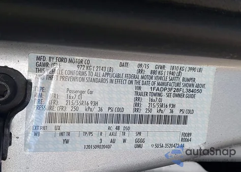 2015 Ford Focus Se из США, поврежденный, VIN 1FADP3F28FL384050